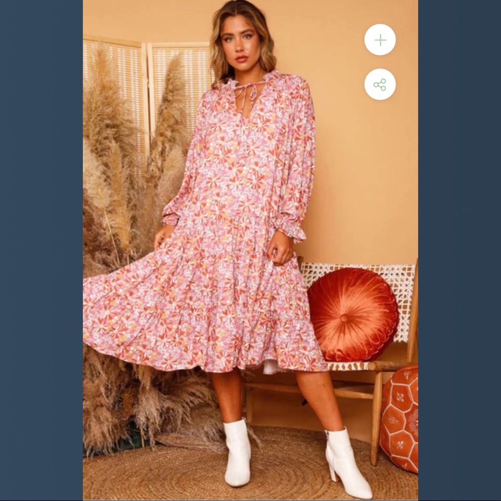 Peach Love Floral Dress, NWT